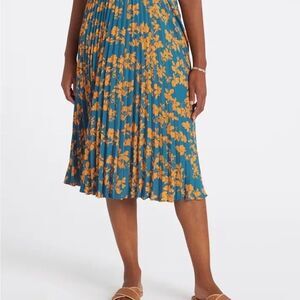 Skies Are Blue Teal and Mustard Floral Midi Skirt